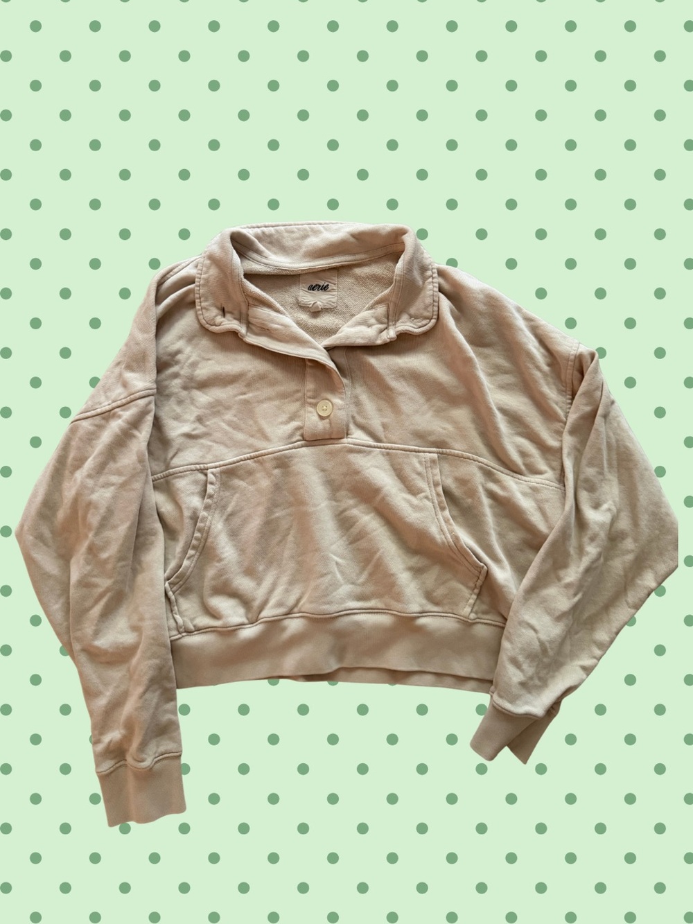 aerie Cream Single-Button Pullover Hoodie